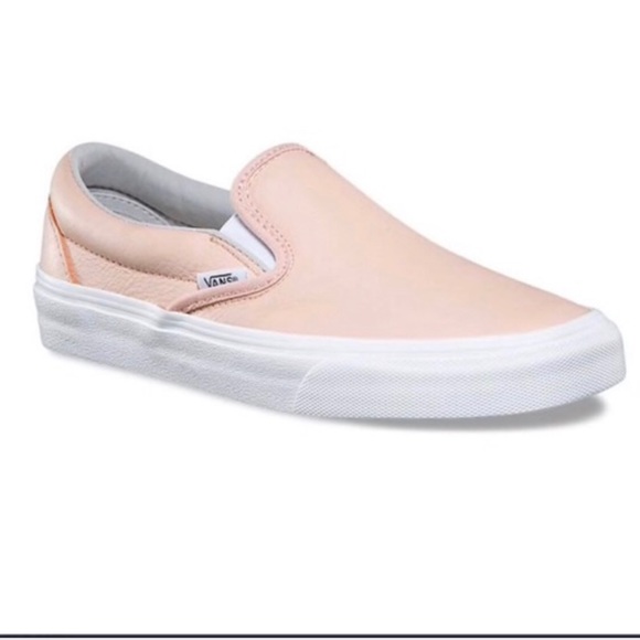 pink leather slip on vans